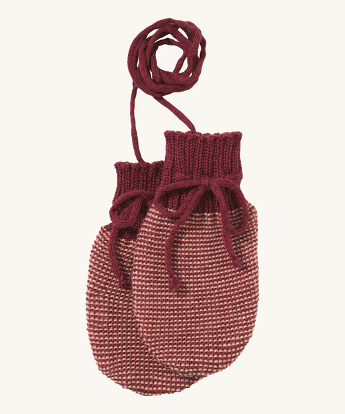 Disana Merino Wool Baby Mittens - Cassis / Rose