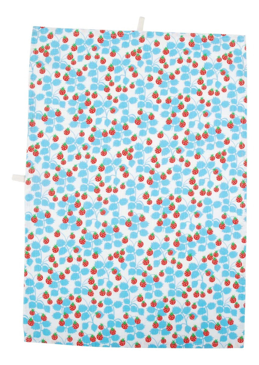 Duns Tea Towel - Wild Strawberries Blue