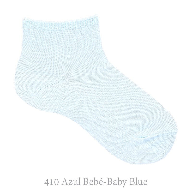 Elasticated Cotton Ankle Socks - Baby Blue