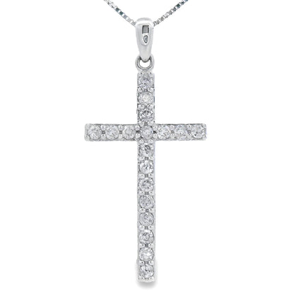 .25ct Diamond Cross Religious Pendant 14KT White Gold