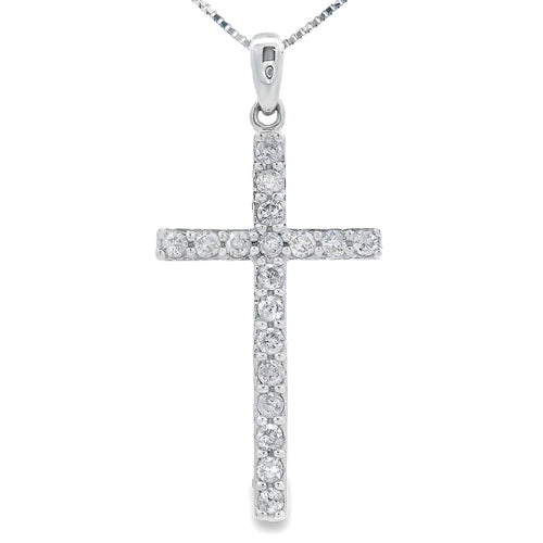 .25ct Diamond Cross Religious Pendant 14KT White Gold