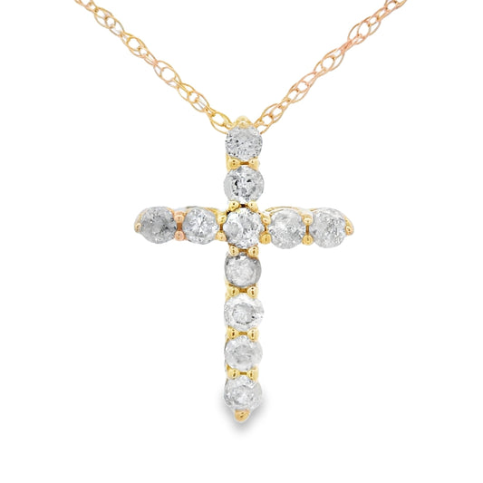 .19ct Diamond Cross Religious Pendant 14KT Yellow Gold