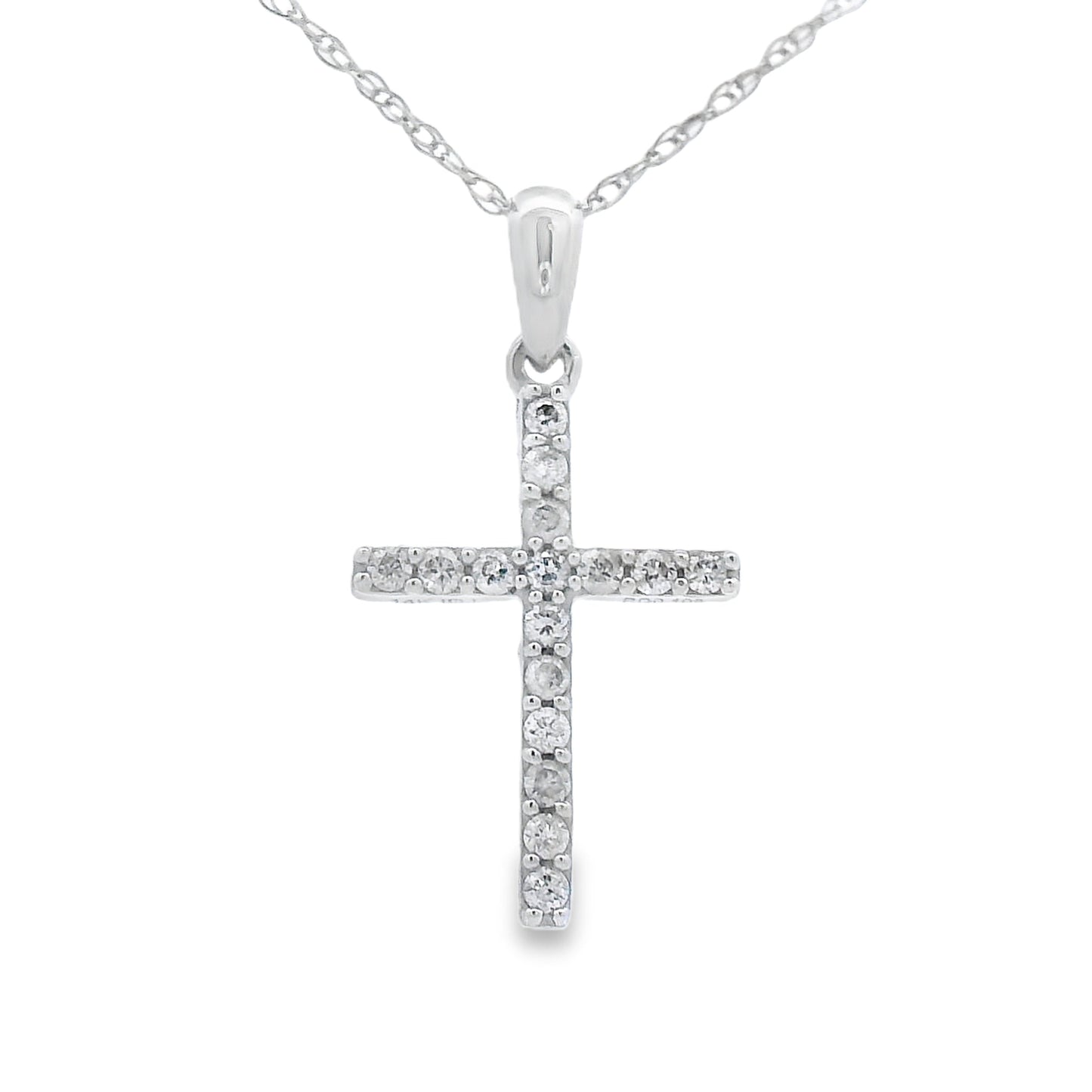 .11ct Diamond Cross Religious Pendant 14KT White Gold