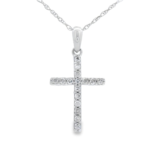 .11ct Diamond Cross Religious Pendant 14KT White Gold