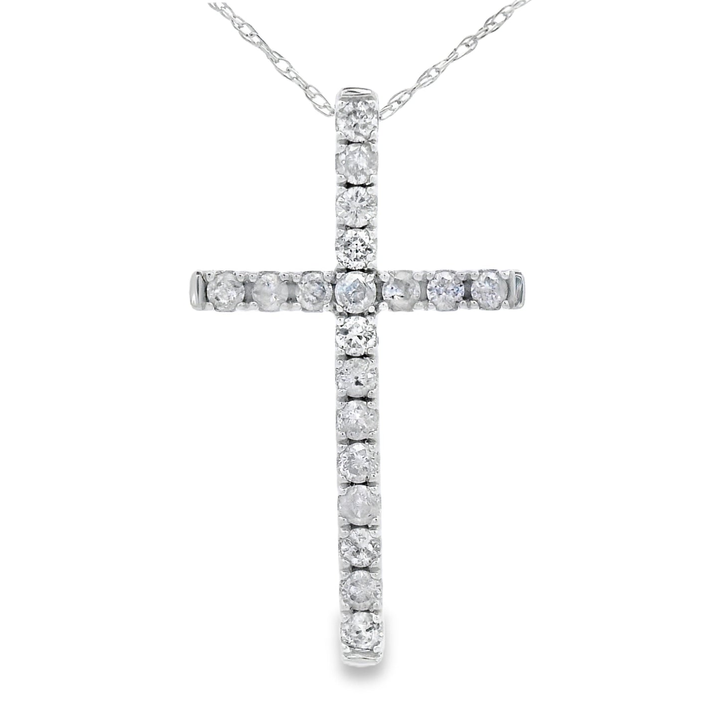 .33ct Diamond Cross Religious Pendant 14KT White Gold
