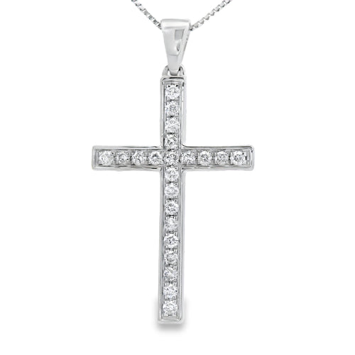 .22ct Diamond Cross Religious Pendant 14KT White Gold