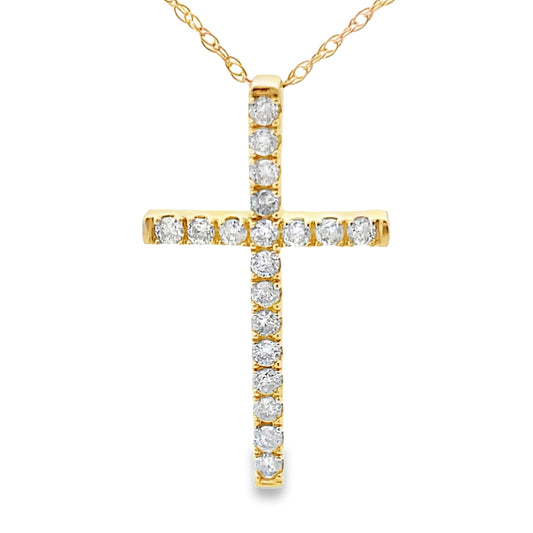 .24ct Diamond Cross Religious Pendant 14KT Yellow Gold