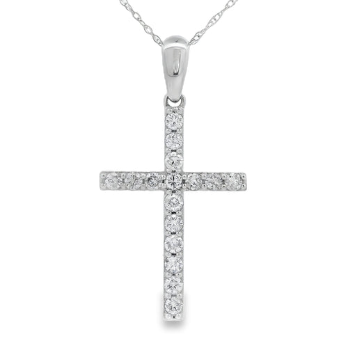 .45ct Diamond Cross Religious Pendant 14KT White Gold