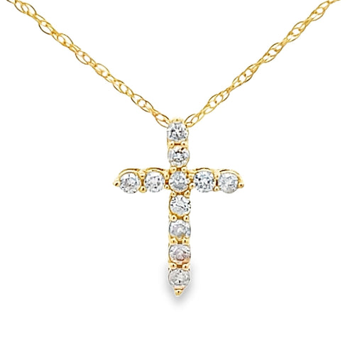 .12ct Diamond Cross Religious Pendant 14KT Yellow Gold