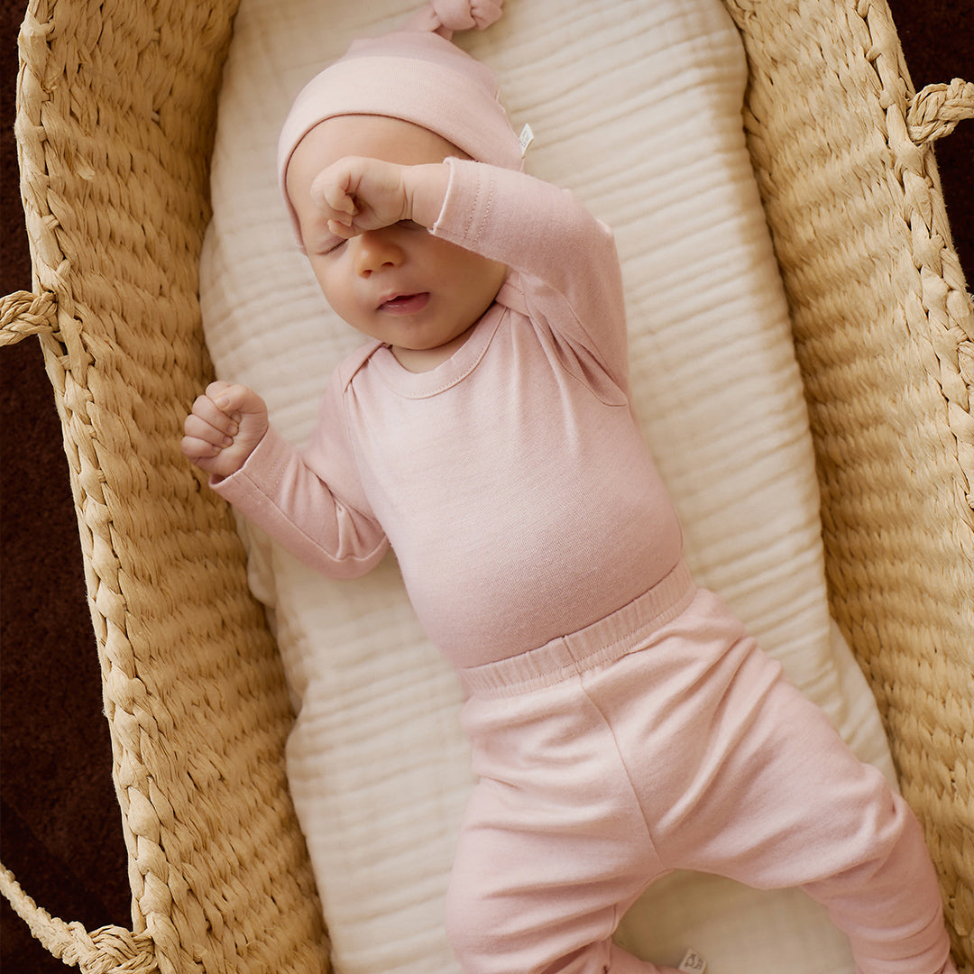 Merino Kids Merino Long Sleeve Envelope Bodysuit - Cloud Pink