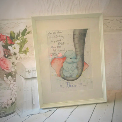 Personalised Dumbo Themed Nursery Picture For Baby Boys