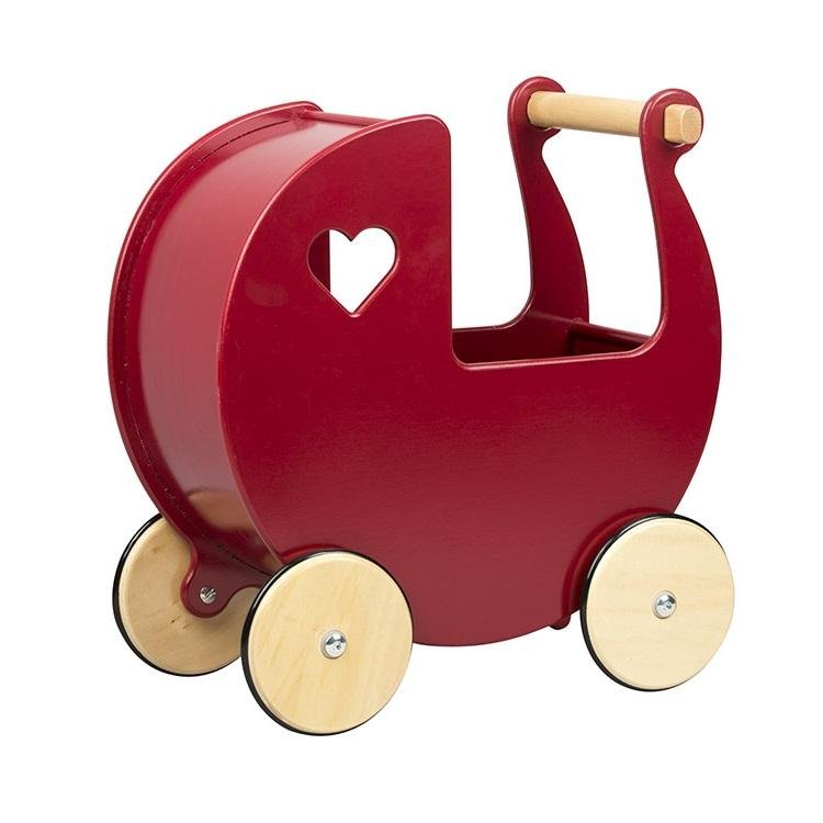 Personalised Wooden Dolls Pram - Pink, Red or White