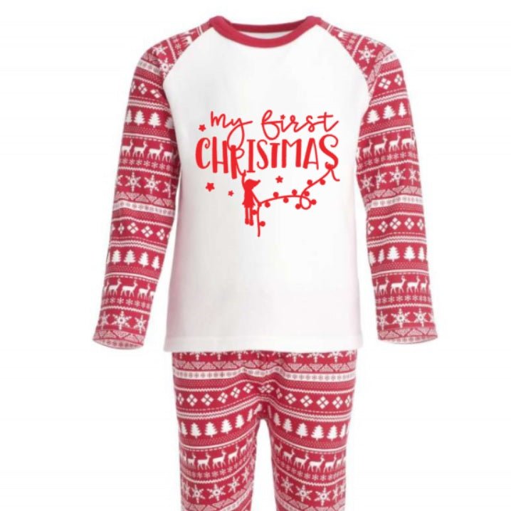Red Christmas Inspired Design Pajamas Set - Why not Personalise me!