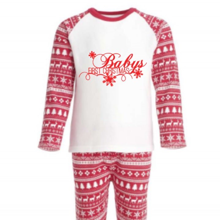 Red Christmas Inspired Design Pajamas Set - Why not Personalise me!