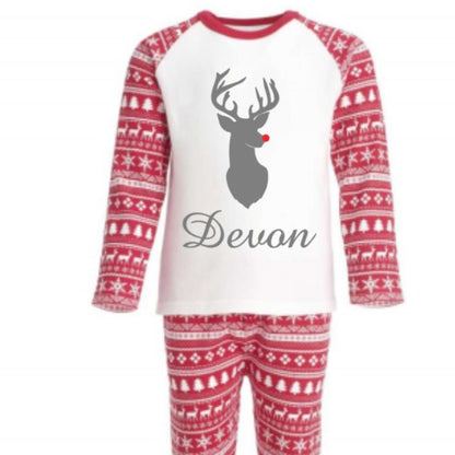 Red Christmas Inspired Design Pajamas Set - Why not Personalise me!