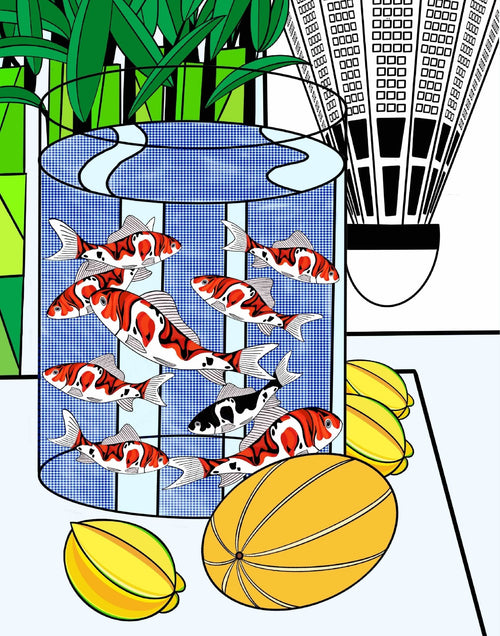 Still Life with Nine Koi Fish Pop Art Print