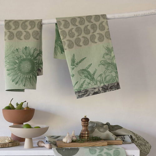 Le Jacquard Francais Tea Towel - Soleil de Jardin Green