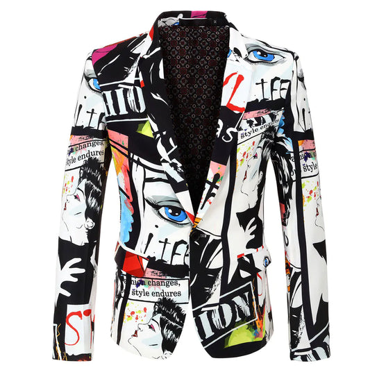 Graffiti Printed Suit Jacket
