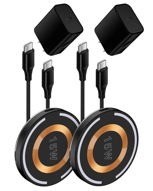 2Pack AILKIN QI Magsafe Wireless Phone Charger for Samsung Galaxy S24 S23 S22 S21 Ultra Magnetic Fast Wireless Charging Pad for Google Pixel 9 Pro XL 8 7a 6 iPhone 16 15 with PD20W Charger Adapter