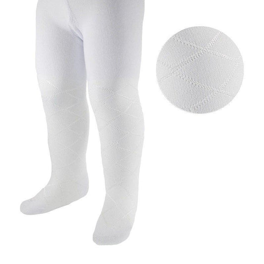White Diamond Cotton Blend Tights